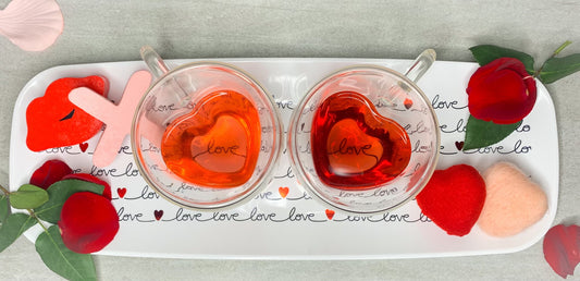 Glass Heart Mug Set