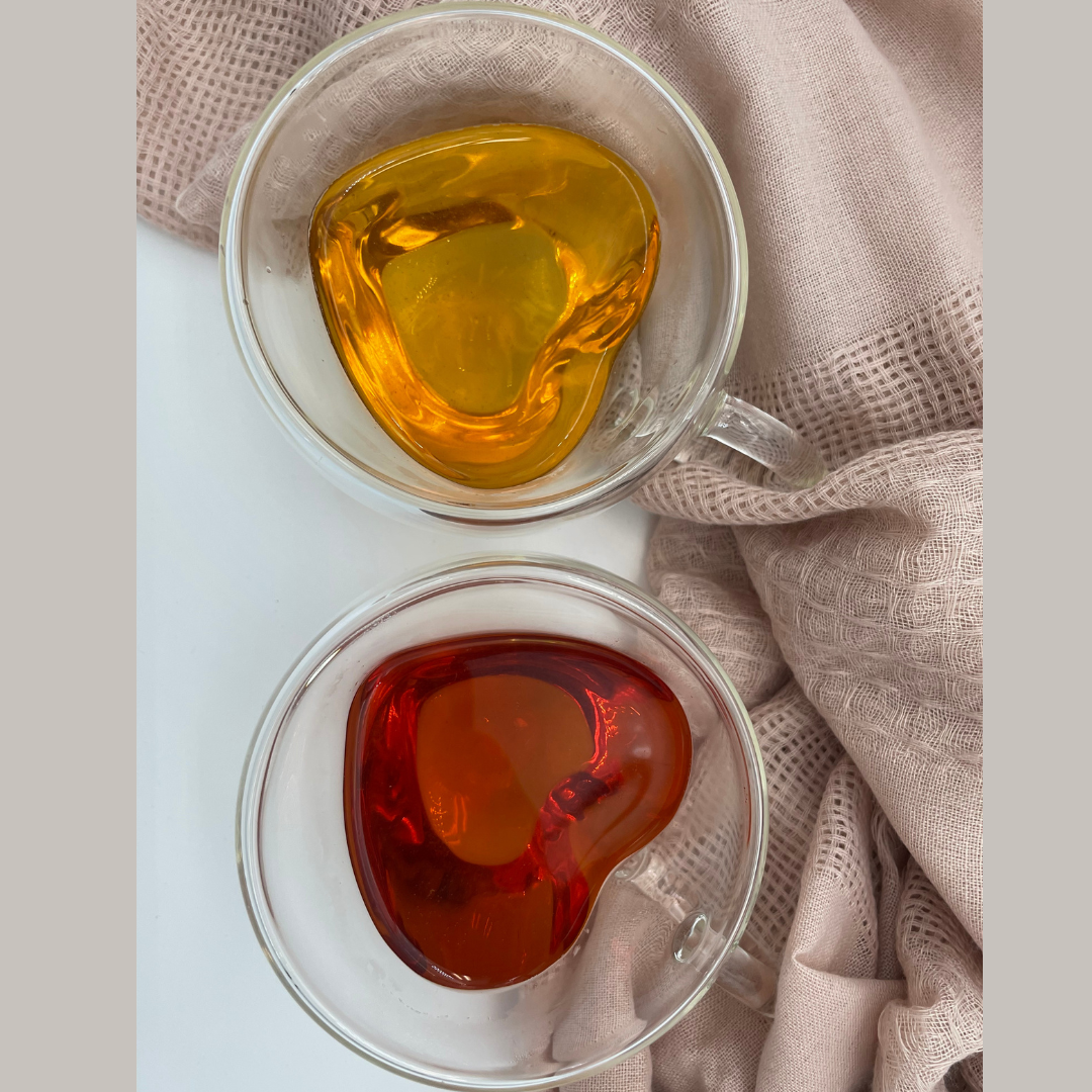 Glass Heart Mug Set